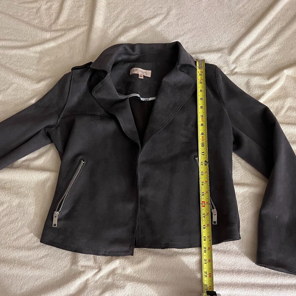 Anthropologie- Philosophy  Moto Jacket Faux Suede Women's Small dark gray